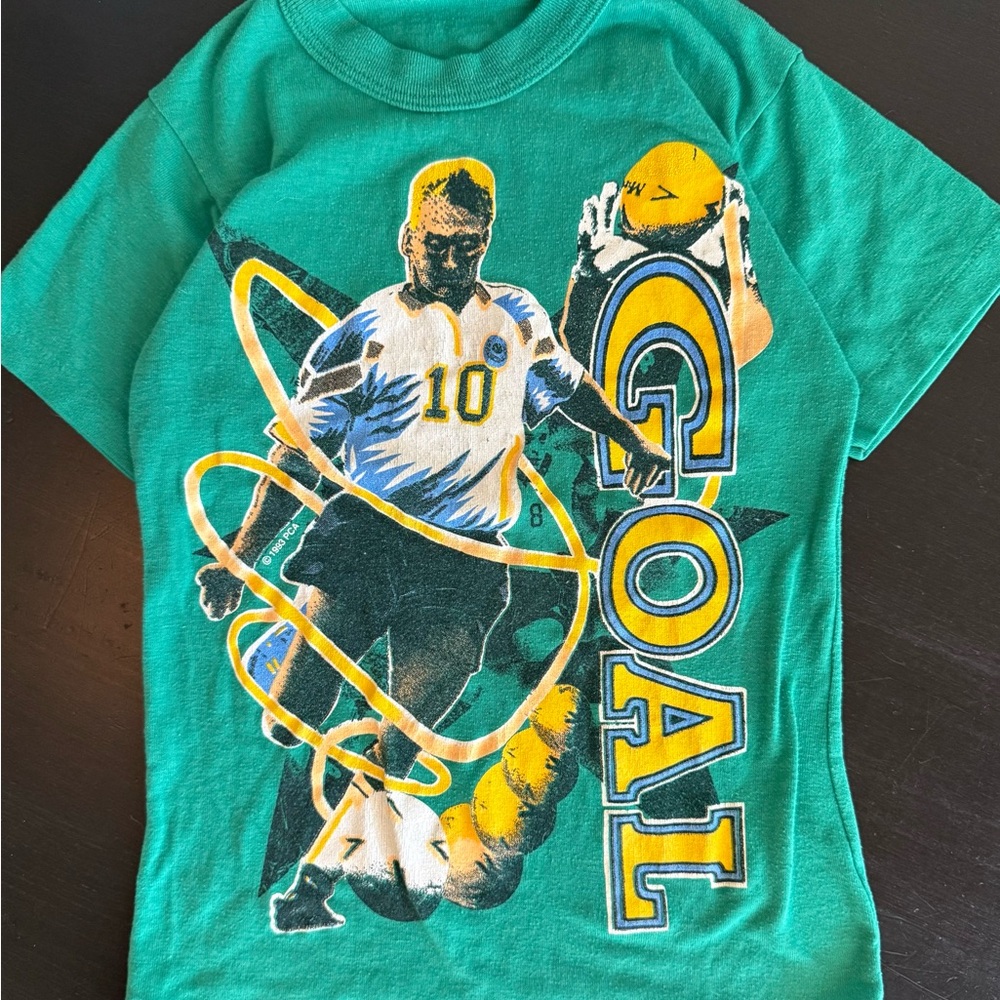 1993 Vintage Kids Green Soccer Graphic T-Shirt